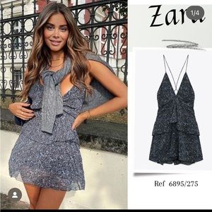 Zara printed ruffle dress